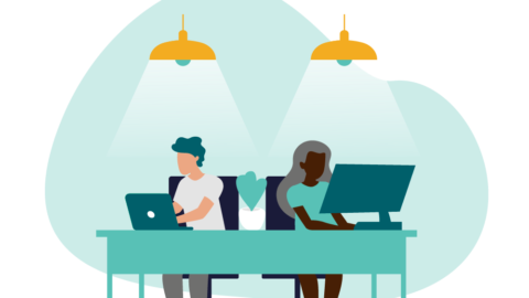 Two people at work